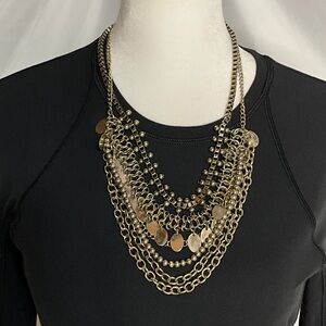 Silver Tone Layered Chain Necklace